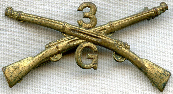 Scarce Ca. 1905 - 1910 US Army 3rd Infantry Regiment G Company Enlisted Man Collar Insignia