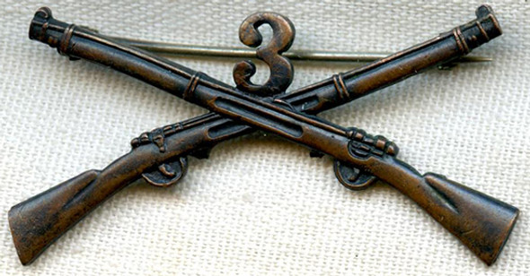 WWI Era US Army 3rd Infantry Regiment Officer Collar Insignia