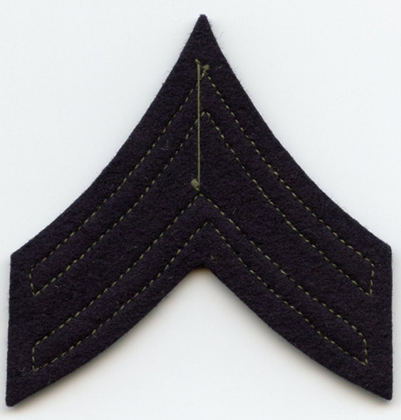 1930s Single US Army Corporal Rank Stripes in Brown Wool Felt