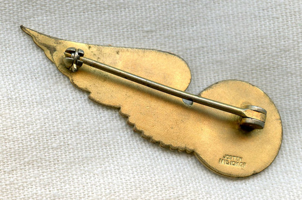 Circa 1940 Gold-Filled Northwest Airlines (NWA) Flight Attendant Wing 1st Issue by Josten
