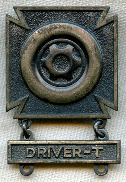 Sterling WWII US Army Proficiency Badge for Driver Qualified on Tracked Vehicles (Tanks)