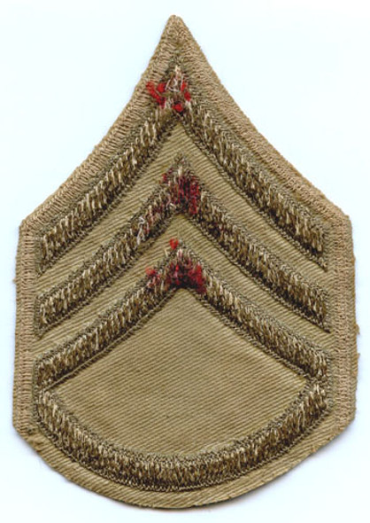 WWII US Army Rank Stripes for Staff Sergeant on Khaki Twill