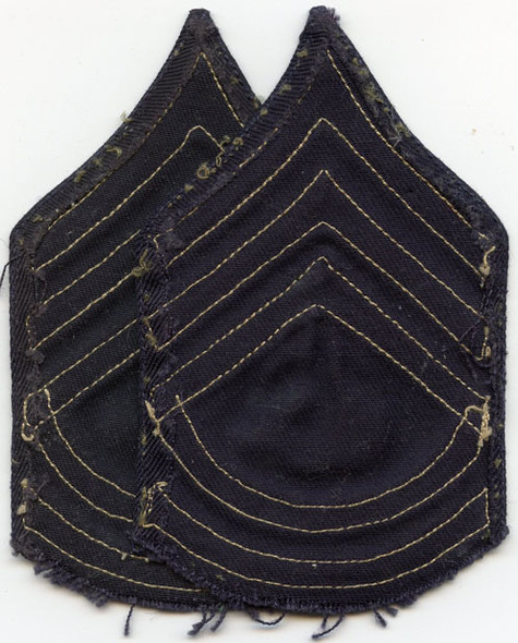 Pair Used Theatre-Made Late WWII US Army Rank Stripes for Technical Sergeant