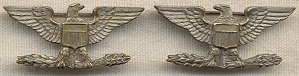 Very Rare Pair of WWII US Army Colonel's Eagles Rank Insignia Made in Italy