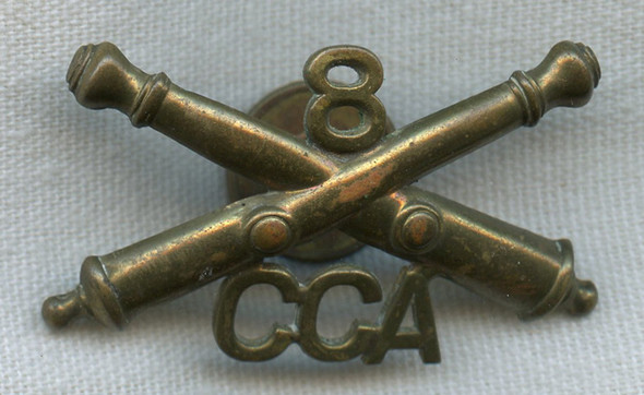 BEING RESEARCHED - Ca. 1900 8th CA Coast Artillery Insignia (CCA) (?) - NOT FOR SALE UNTIL IDed