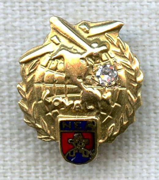1950s Northeast Airlines (NEA) "Loyalty" 10K Gold Lapel Pin with Diamond Chip