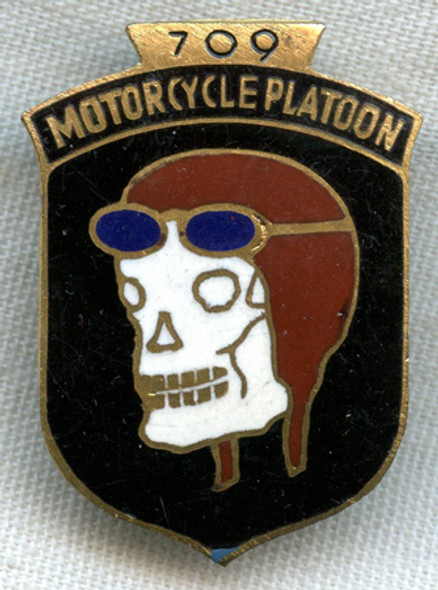 Super Cool 1946-1947 German-Made US Army 709th Motorcycle Platoon DI with Skull in Biker Cap