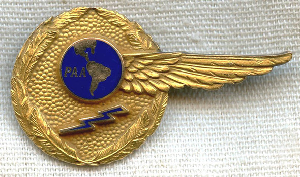 Rare Early 1930s Pan Am (PAA) Radioman's Half Wing in 10K Gold