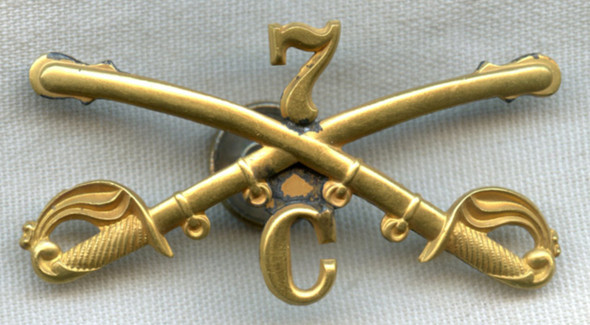 Span-Am War Era US Army 7th Cavalry Troop C EM Hat Badge