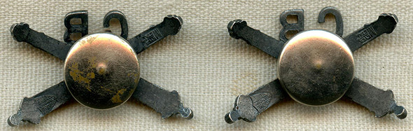 1920's-30's ROTC or Military Academy Artillery Collar Insignia in Silver Plated Bronze Meyer Metal