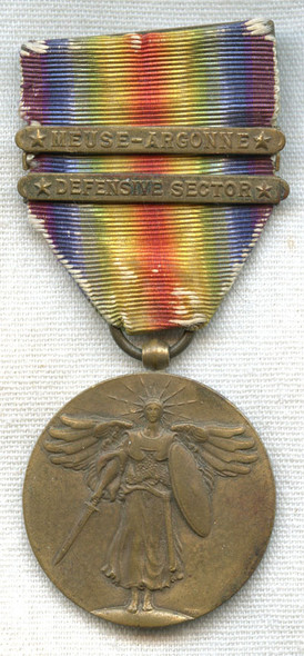 WWI US Victory Medal with Defense Sector and Meuse-Argonne Bars