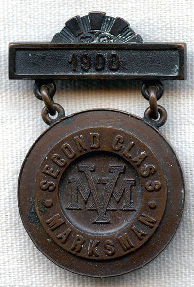 Circa 1900 Massachusetts Volunteer Militia (MVM) Marksman 2nd Class Medal