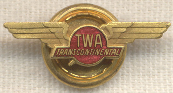 1930s TWA Transcontinental Lapel Pin by Balfour