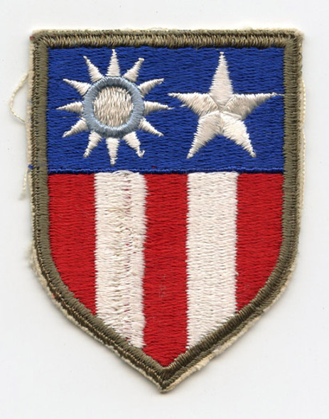 WWII US Army CBI Theatre Shoulder Patch Light Blue Ring Variant with O/D Border