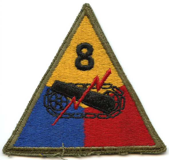 US Army 8th Armored Division (Thundering Herd) Shoulder Patch Orange Top with Large 8
