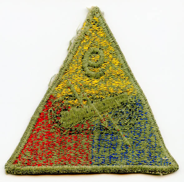 WWII Green Back Lemon Top Patch for US Army 9th Armored Division (aka "Phantom")