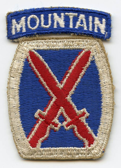 WWII US Army 10th Mountain Division Patch and Tab