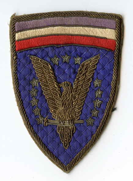 Stunning 1946-1948 Bullion & Silk US Army HQ ETO Shoulder Patch in Japan Quilted Background