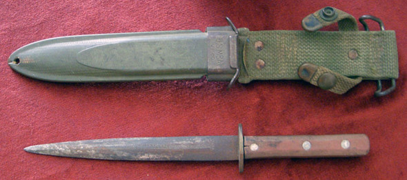 Named, Handmade WWII Fighting Knife in M8A1 Sheath