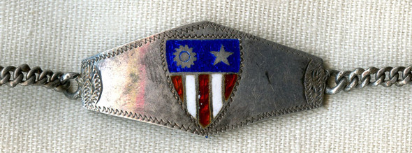 Simple, Elegant WWII Enameled Sterling CBI Bracelet for Sweetheart or GI