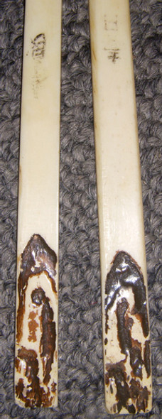 Signed Carved Bone Chopsticks in Case US GI WWII Bring-Back