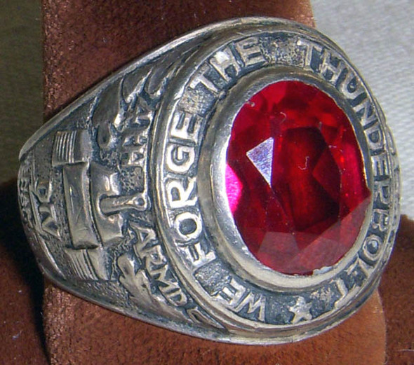 Great WWII Occ. Period German-Made Ring in Sterling 935 Silver for US Army 4th Armored Div