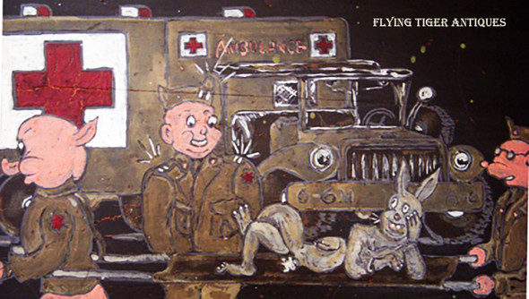 Unique WWII Occupation Period ca 1946-49 A Co 6th Med BN (6th Div) Bugs Bunny Sign from Korea