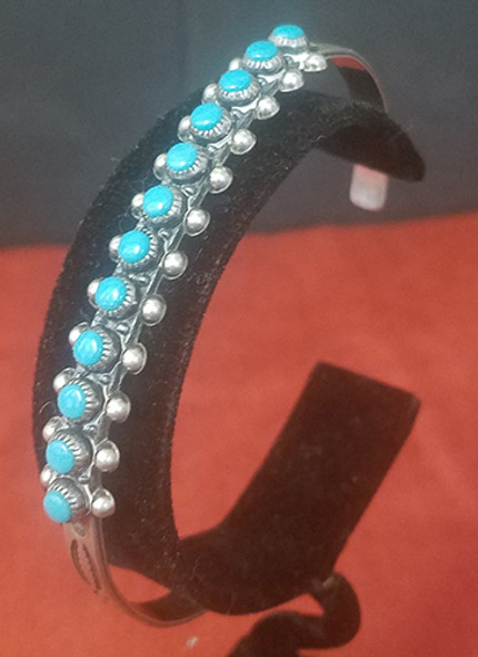 Nice 1960s Retro Style Sterling Snake Eye Bracelet by Bell Trading Post Kingman Turquoise