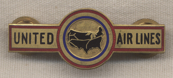 Extremely Rare 1920s United Air Lines Pilot Hat Badge