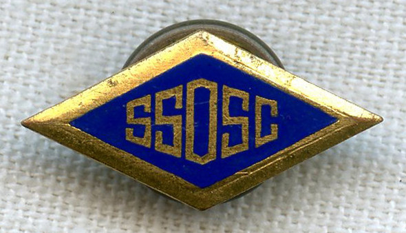 BEING RESEARCHED - Enameled Diamond-Shaped SSOSC Lapel Pin - NOT FOR SALE UNTIL IDENTIFIED