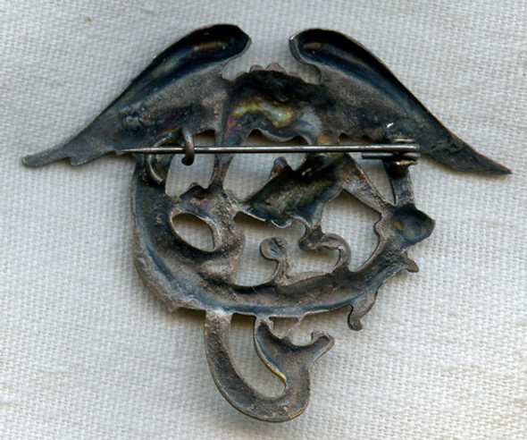 BEING RESEARCHED WWI-1920s (?) French (?) Military Badge Dragon and Serpent NOT FOR SALE UNTIL IDed