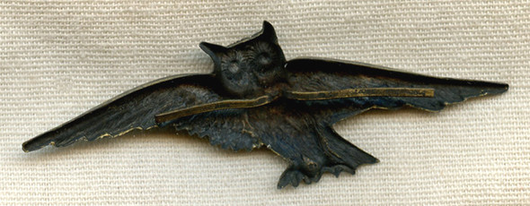 BEING RESEARCHED - Unidentified WWI Owl Hat Badge French (?) - NOT FOR SALE UNTIL IDed