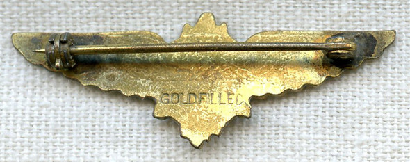 BEING RESEARCHED - Gold-Filled Aviation Lapel Wing - NOT FOR SALE UNTIL IDed