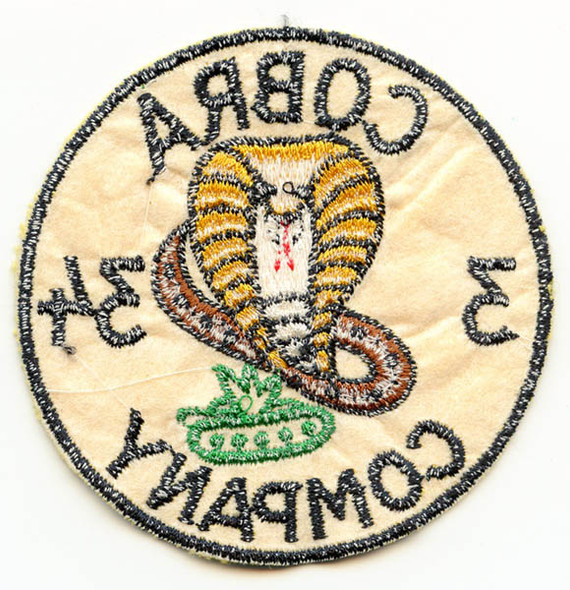 1970s C Cobra Company 3rd Battalion 34th Armored Regiment Pocket Patch German Made