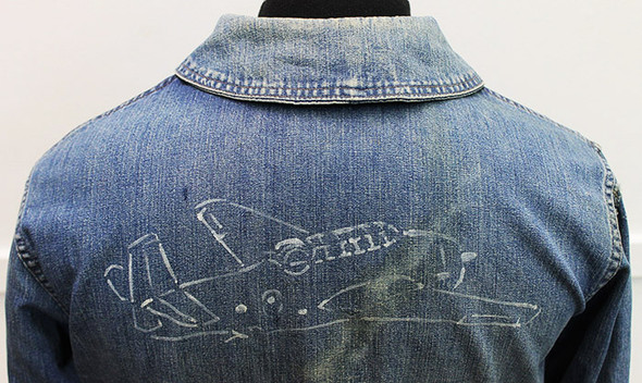 Great WWII USN Denim Jacket with TBM-3 (Grumman TBF Avenger) Painted on Back