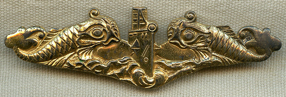 Beautiful & Rare 1930's USN Submarine Officer Dolphins by Nanco