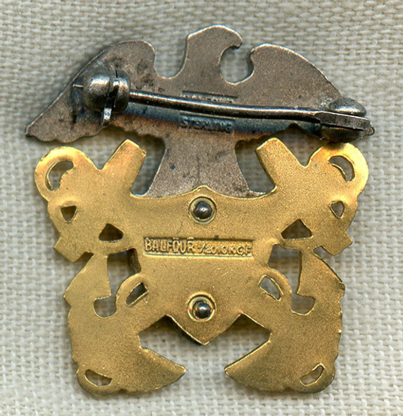 Beautiful WWII USN Officer Overseas Cap Badge by Balfour