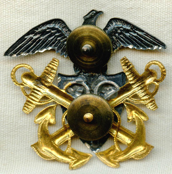 1930s - Early WWII US Navy Officer Hat Badge by Blackinton in the  Pasquale Style