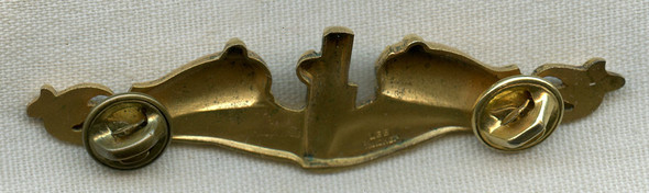 Beautiful Korean War Era USN Officer Submarine Dolphins in Gold Fill by Balfour