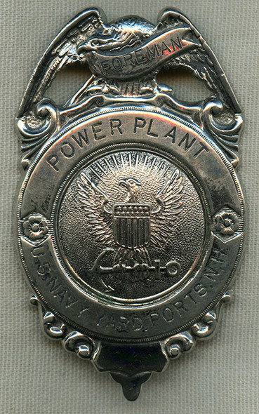 Nice 1930's - WWII Portsmouth Naval Shipyard Power Plant Foreman Badge by Braxmar