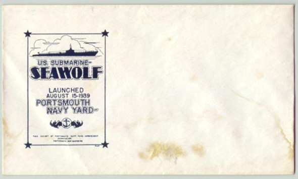 1939 USS Seawolf Postal Cover - Lost Boat
