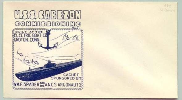 WWII USS Cabezon Commisioning Postal Cover