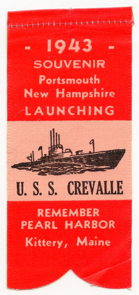 1943 Launch Ribbon for High-Scoring Submarine, USS Crevalle SS-291