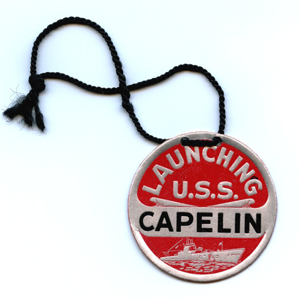 Rare Type 1 WWII Submarine Launch Tag for the Lost Ship USS Capelin SS-289 in Excellent Condition