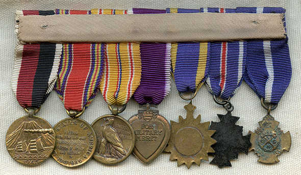 Fabulous WWII Ribbon Bar Made in Japan During Occupation for a real USN Aviation Hero: Sadly Unnamed