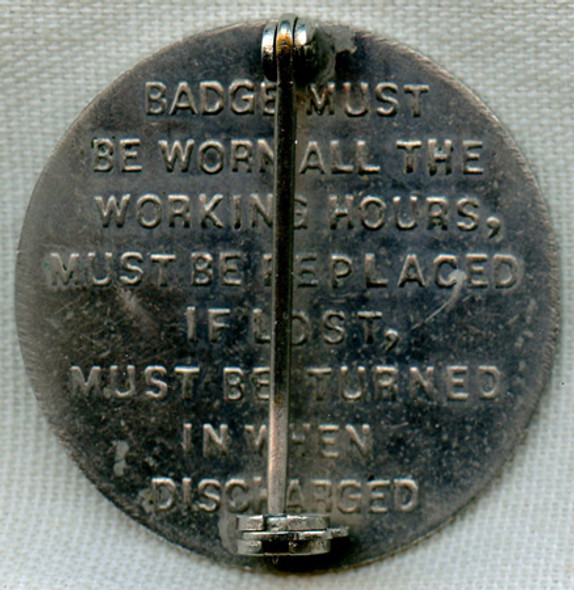 1930s Boston Navy Yard Worker Identification Badge