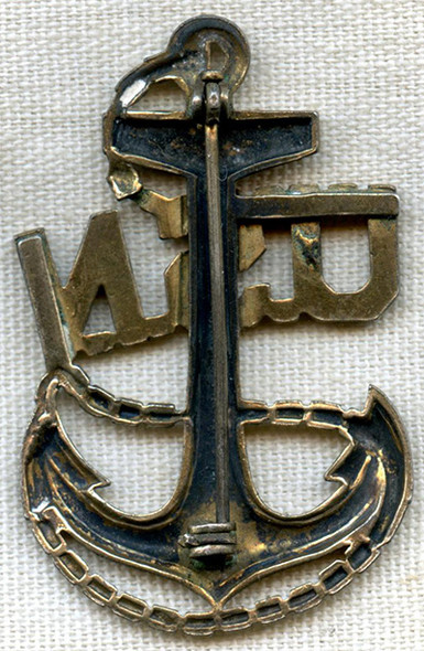 Beautiful Sterling & 1/20th 10K Gold WWII USN Chief Petty Officer's Hat Badge by H & H