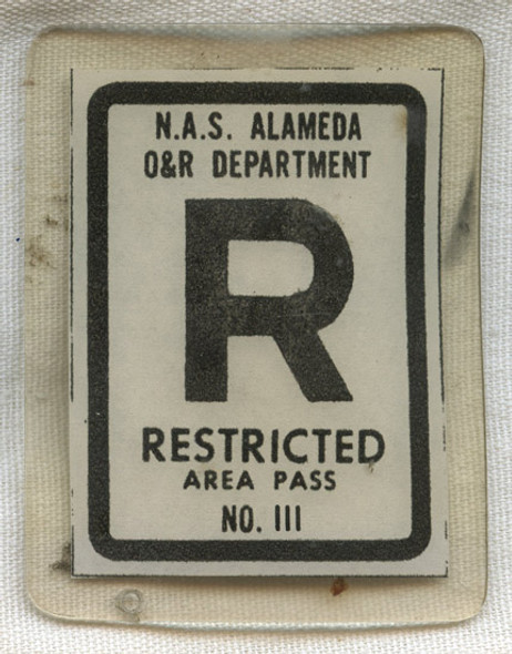 Circa 1950 (Korean War) NAS Alameda Overhaul & Repair Dept. Restricted Area Pass