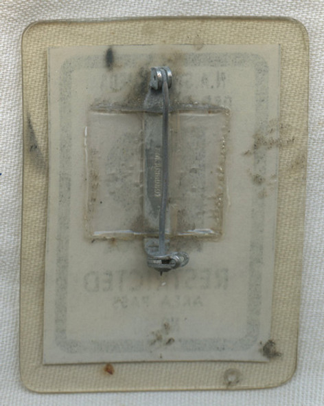 Circa 1950 (Korean War) NAS Alameda Overhaul & Repair Dept. Restricted Area Pass