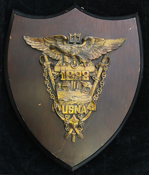 Wonderful Large Bronze & Wood 1922 USNA Annapolis Class Plaque
